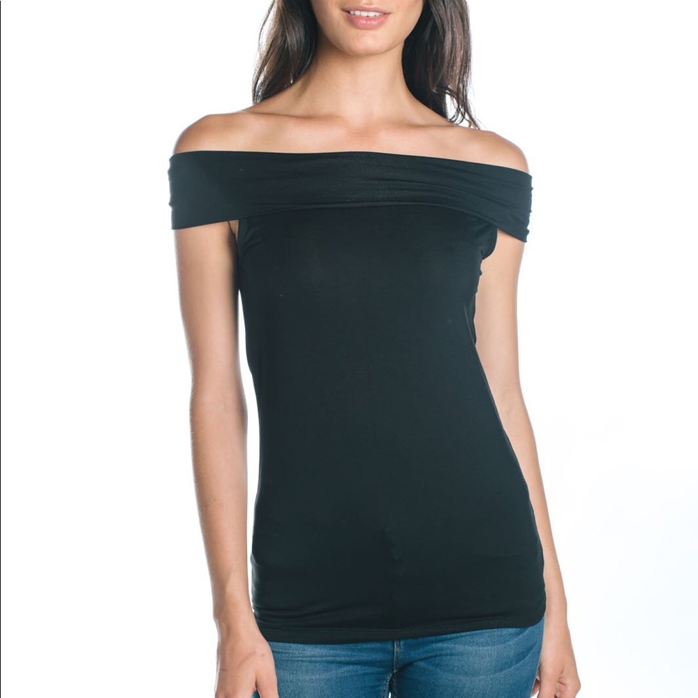 Black off shoulder top